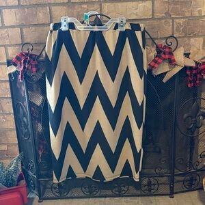 Moa Moa Black and Tan Chevron Pencil Skirt